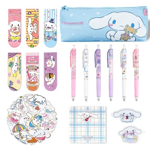 Image of Lobsgous Cute School Supplies Set, Cartoon School Supplies, Kawaii Stationery Set - Includes Pencil Cse Ballpoint Pen Stickers Magnetic Bookmarks Notepad Pin Badges for Girls Teens