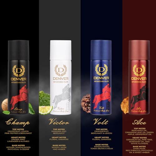 Image of DENVER SRK's Favourite Sporting Club Nano Deo | Long lasting Deodorant Spray (50ml x 4) Deodorant Spray - For Men