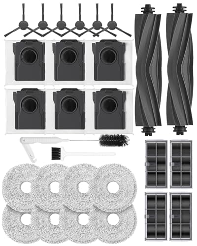 iRobacc 28 PCS Replacement Parts for Dreame L10s Pro Ultra Heat/X30 Ultra/Mova E30 Ultra/L10s Ultra gen 2/L40s Ultra AE/CE, 2 Main Brushes,8 Mop Pads,6 Carbon Dust Bag,4 Carbon Filters,6 Side Brushes