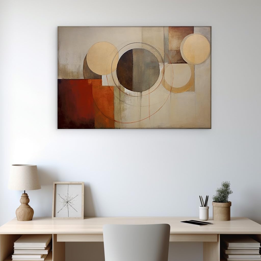 Canvas for Living room. Warm Geometry Embracing Minimalist Chic, 27 x 18 inch Canvas Wall Art - Zen Wall Decor