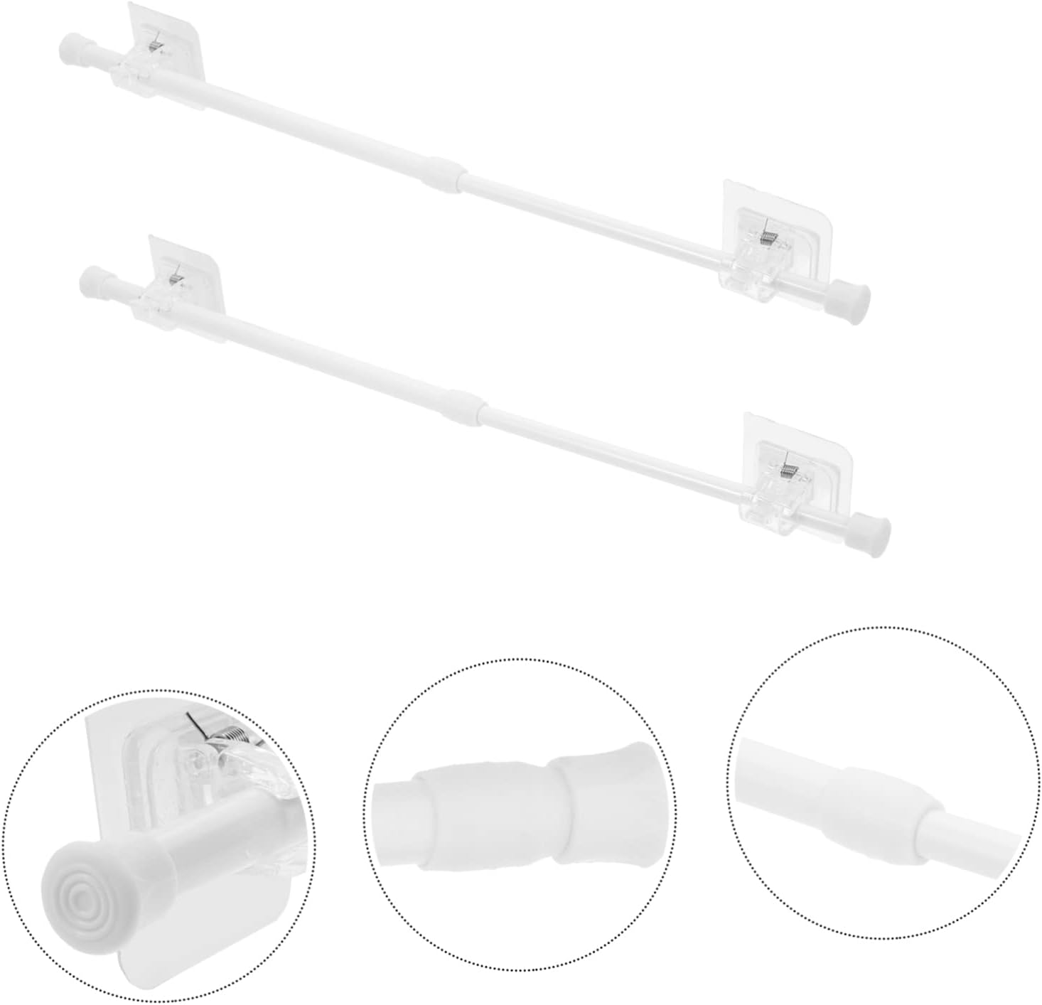 2sets Telescopic Curtain Rod Spring Tension Pole for Bathroom Closet Easy Installation Smooth No Drilling Required Strong Load-bearing for Clothes Drying