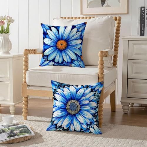 Housse coussin 65x65cm velours bleu double face de qualité premium D522 - 4