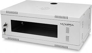 2U Wall Mount Networking Rack for DVR NVR Network Switch Toughened Glass Door, Ventilated CRCA Steel Cabinet with Lock & Cable Management (White/Grey) (Size: 50cm X 30cm X 14cm)