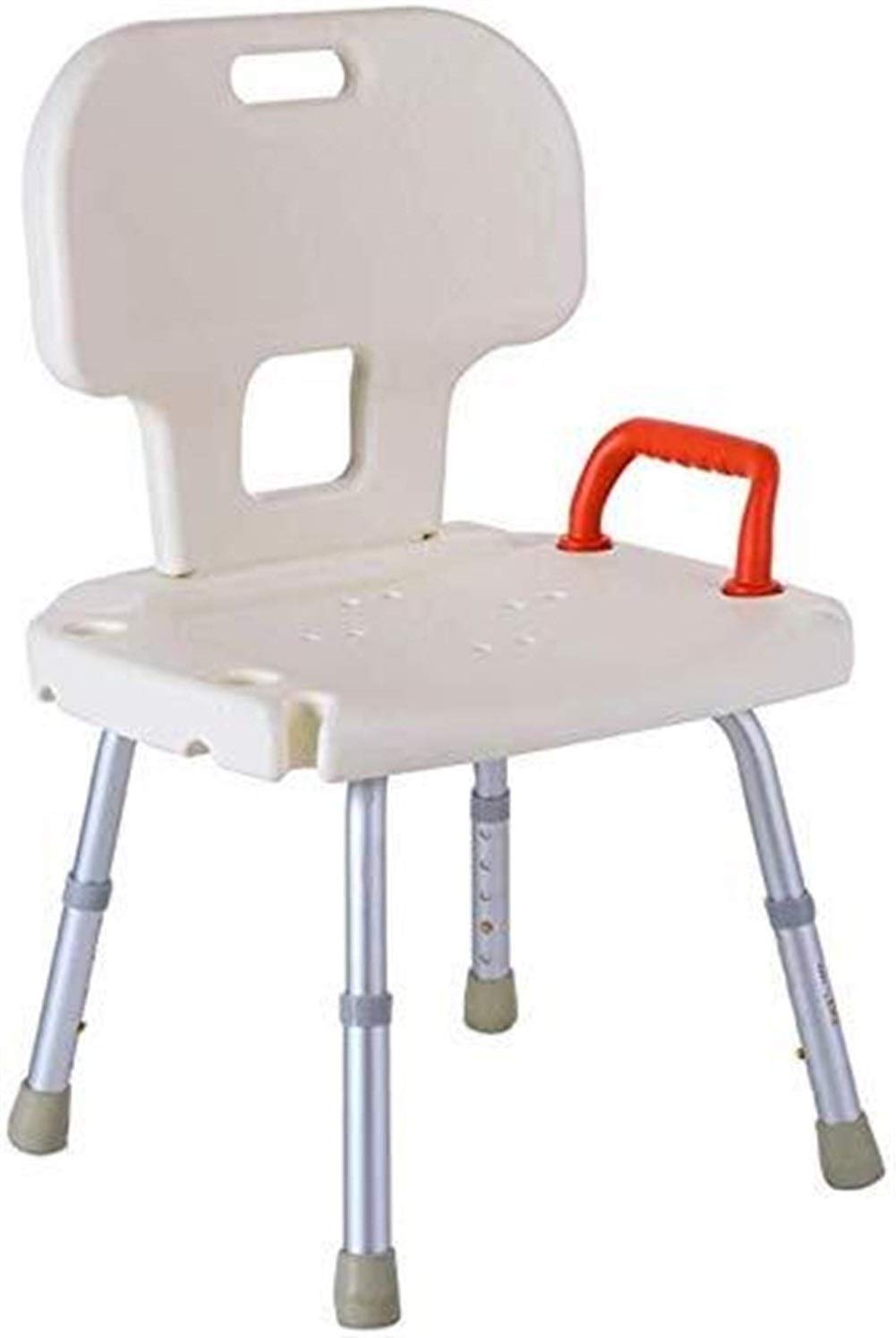 Taburete de Ducha Silla de baño Asiento de baño con apoyabrazos con Respaldo Altura Ajustable Portátil Ligero Aluminio Carcasa Antideslizante Cojinete 200 Kg