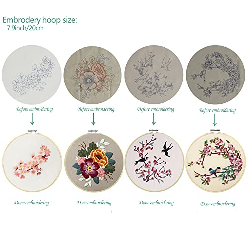 4 Set Of Full Range Embroidery Kits For Beginners Stamped Embroidery Kit That Includes Embroidery Cloth (Kit 2) #TOP1