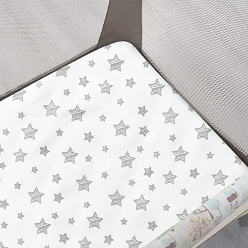Image of Pack and Play Sheets, 2 Pack Mini Crib Sheets, Stretchy Playard Fitted Sheet, Compatible with Graco Pack n Play, Soft and Breathable Material, Grey & White