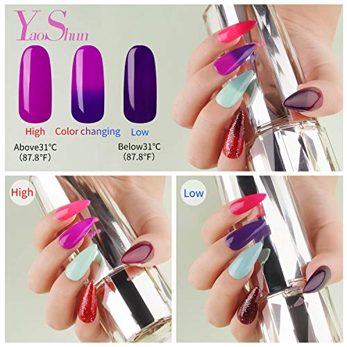 YaoShun Temperature Color Changing Gel - Gel Polish 6pcs Soak Off Nail Gel Kit Mixed Colors 10ml #001 - Thumbnail 5