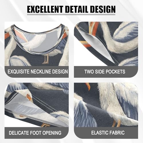 Pajama Sets Short Sleeve Cute Pelican Pattern Print Soft Cotton Summer Sleepwear 2 Piece PJS Size 5-14T3