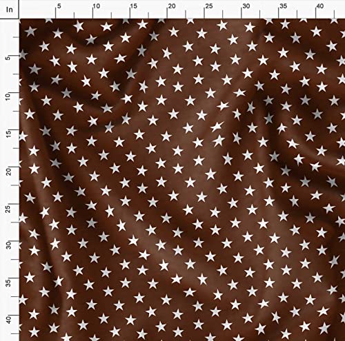Image of Soimoi Brown Poly Georgette Fabric Stars Star Print Sewing Fabric Meter 52 Inch Wide