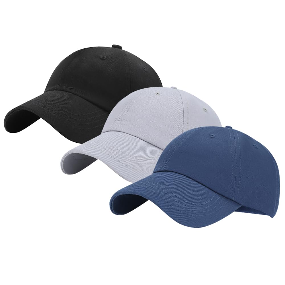 3 Pack Toddler Sun Hat Toddler Baseball Hats for Boys and Girls(2-7 Years) Black Gray and Navy Blue