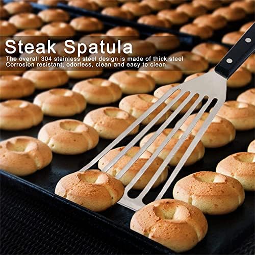 Fish Spatula, Stainless Steel Fish Turner with ABS Solid Handle, Long Slotted Spatula Turner for Cooking Fish, Meat, Dumpling Frying 12.5 x 3.38 inch