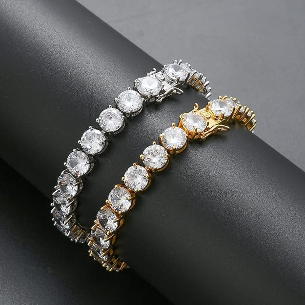 14K Shimmering Tennis Bracelet Featuring 8mm Full Round Moissanite Diamonds4