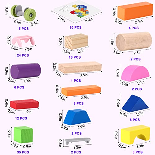 Qodoflr 100 Pcs Wooden Building Blocks, Wooden Blocks Kids Natural Wood Stacking Blocks Set, Shape Sorting Stacking Toy For Kids With Storage Bag, Montessori Toys For 1 2 3 Year Old Girls Boys #TOP5