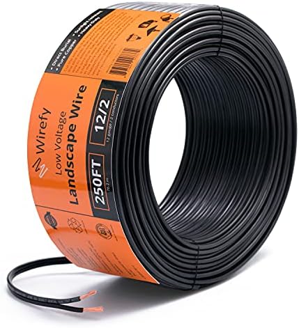 Wirefy 12/2 Low Voltage Landscape Wire 250 ft | Low Voltage Landscape Lighting Wire | Pure Copper | Outdoor Direct Burial | 12-Gauge 2-Conductor 250 Feet