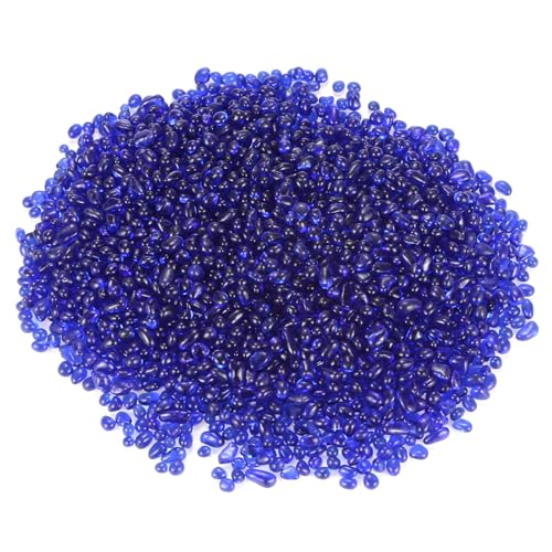 M METERXITY High Luster Round Fire Glass Beads, Glass Gems, Glass Pebbles, Glass Marbles for Vases/Fire Pit/Crafts/Aquarium/Garden Decorations 3-6mm, 350g/0.77-Pound [Dark Blue]