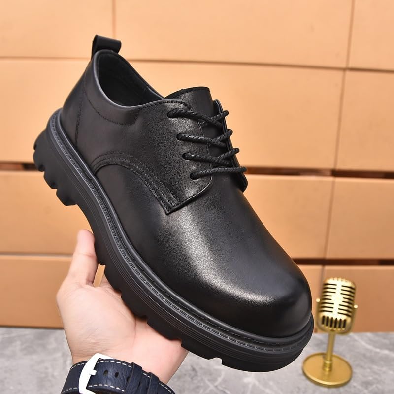 Men's Platform Oxford Shoes Fashion Business Dress Shoes Comfortable Round Toe Non-Slip Sole Casual Shoes for Men