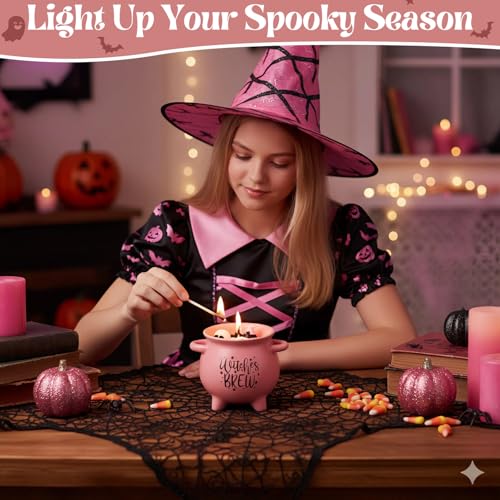 Pink Boo Basket Stuffers for Women Teen Girls with 14OZ Witches Cauldron Candle Pumpkin Scented Candle for Pink Halloween Decoration Indoor - image 6