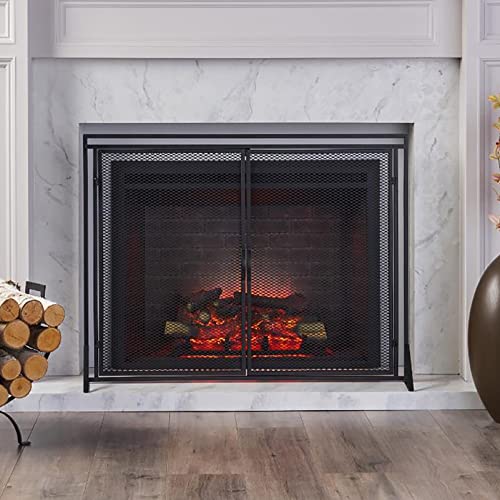 Écran de cheminée pour feux à gaz et brûleur avec portes intégrées - 2