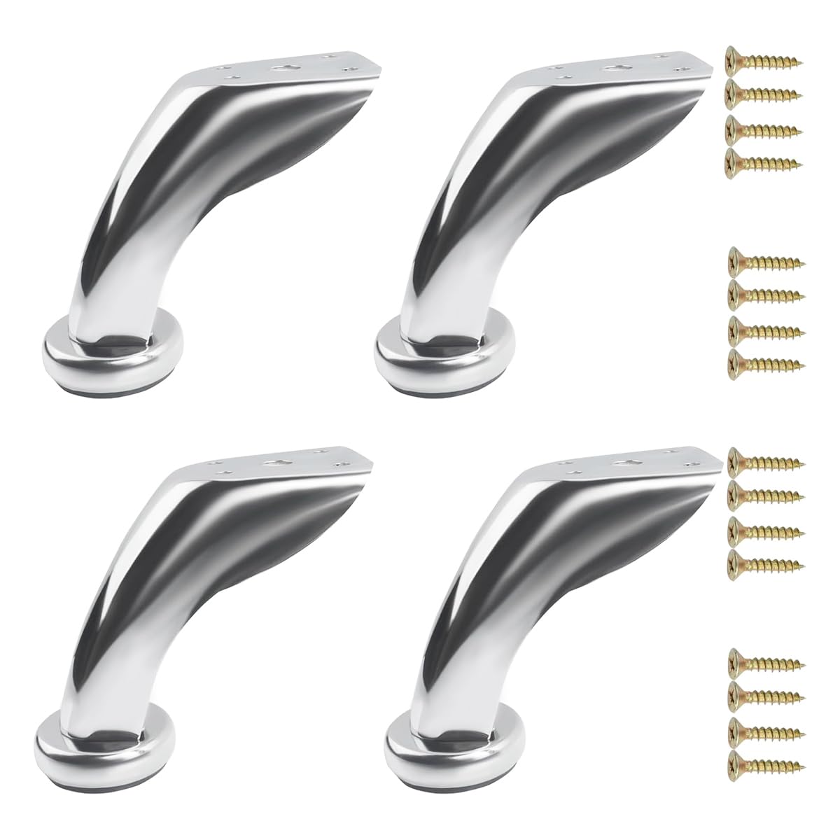 Ubric 4 Pcs Furniture Leg 9.5cm Sloping Metal Sofa Leg, for Sofa, Coffee Table, Bedside Table, and More