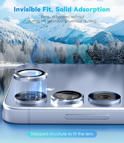 Image of ZARALA Camera Lens Frame Glass Compatible with Samsung Galaxy S25 FE 5G Tempered Glass Aluminum Alloy Frame Individual Camera Lens Protector Cover (Galaxy S25 FE 5G, SERA Blue)