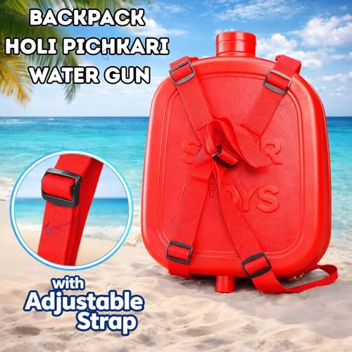 Image of GRAPHENE 3.1L Holi Pichkari Red Water Gun for Kids Back Holding Water Tank High Pressure Water Spray Pistol with 100 Balloons Summer Fun Toy Water Gun for Boys & Girls Summer Pool Party