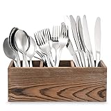 ALL Music-box Wooden Silverware Organizer, 3 Spacious Compartments Cooking Spatula Holder, Silverwar
