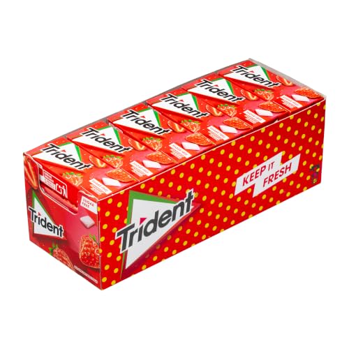 Trident Fresh Gragea Fresa- Chicles sin Azúcar con Sabor a Fresa - Paquete de 24 Envases de 14,5 g