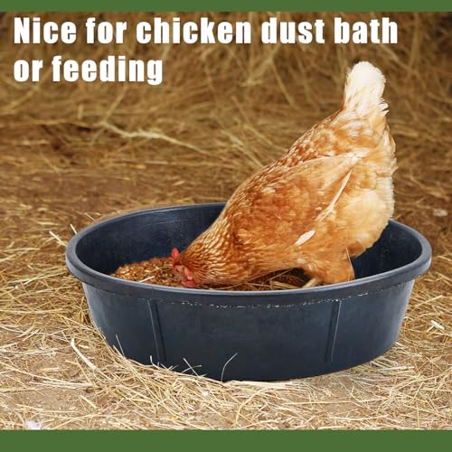 Sadnyy 3 Pcs 3 Gallon Rubber Feeder Pan Utility Horse Feed Bucket Pig Bowl for Cats Dogs Goats Chicken Dust Bath Container Animal Feeding, 17.5 x 5.3 inches/ 44.5 x 13.5 cm