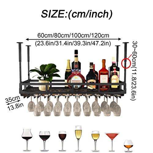 Support de verre à vin de plafond réglable et étagère suspendue