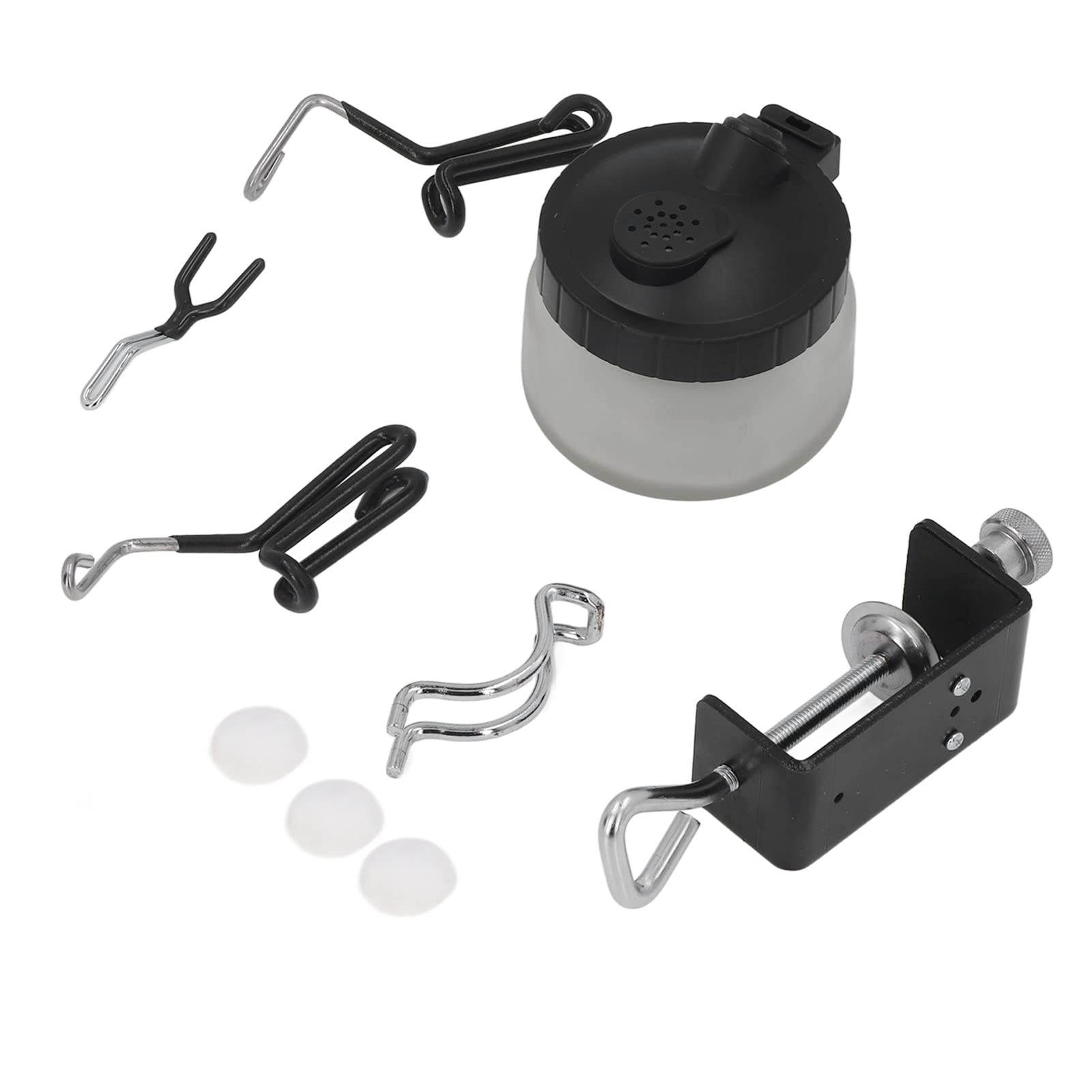 Airbrush Holder Station Universal Durable Stainless Steel Glass Rotating Clamp On Stand for Artists, Crafters, Painters, Hobbyists