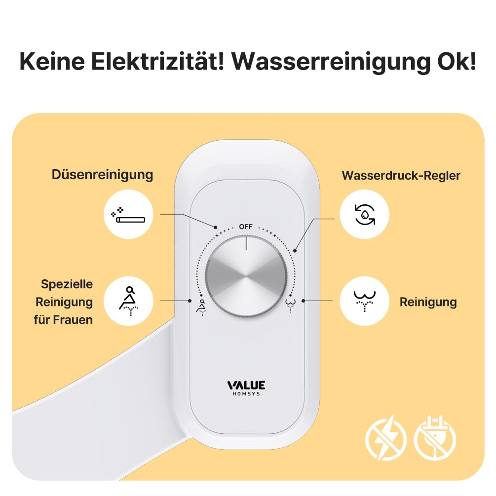 Peach Podusche für WC – Nicht-elektrisches Bidet mit 2 Düsen, Hygienische Reinigung, Einstellbarer Wasserdruck, Selbstreinigend & Umweltfreundlich