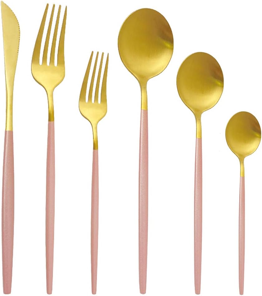 18/10 Blue Hand Silver Spoon Silverware Set 304 Stainless Steel Flatware Cutlery Set 36-Piece Adaline Royal Modern Satin Finish Wedding Gift