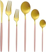 Vista 8 de Juego de cubiertos de 36 piezas de acero inoxidable 304 con acabado de manchas de color negro puro, cuchillo de vajilla de postre, tenedor, cuchara