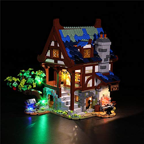 T-Club LED Light Kit for Lego 21325 Idea Medieval Blacksmith, Lighting Kit Compatible with Lego 21325 ( Not Include Lego Set ) (Classic Version)