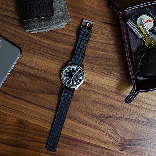 Image of 21mm Black - BARTON Tropical-Style Watch Bands - Quick Release - Choose Strap Color & Width