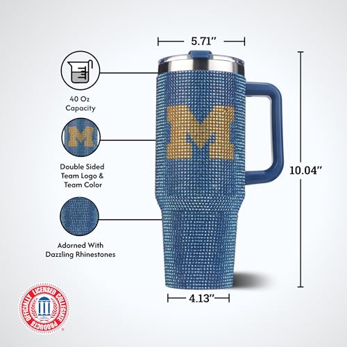 Image of The Memory Company Officially Licensed 40oz TC Bling Game Day Tumbler with Vintage Logo, University of Michigan