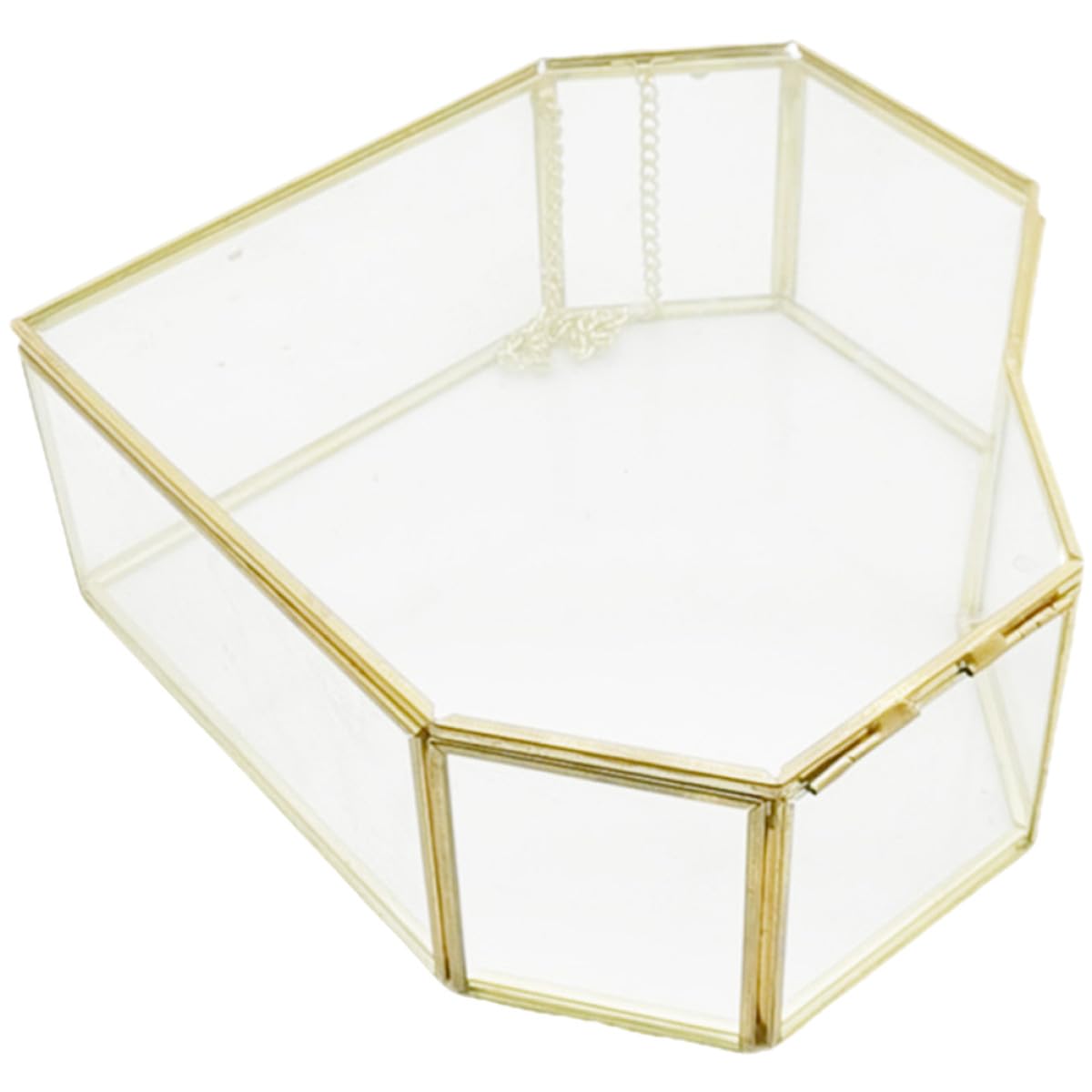 Boîte à bijoux cœur en verre et laiton pour coiffeuse