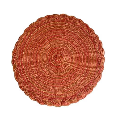 Napperons ronds tissés lavables orange 38cm tapis isolant