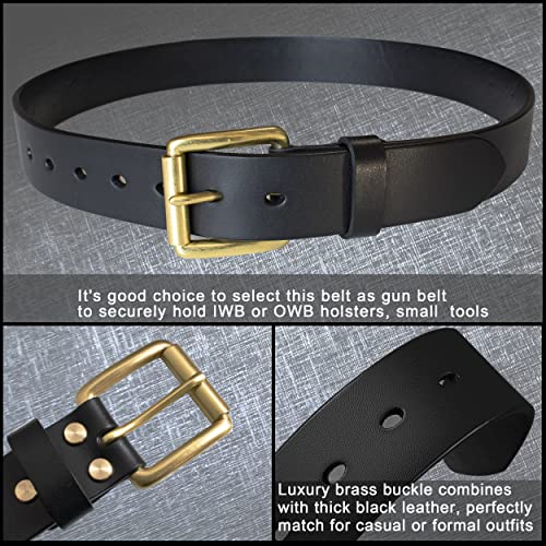 Ibyado Heavy Duty Gun Belt Concealed Carry Belt, 14Oz Full Grain Leather Gun Belts For Men Ccw, Gun Holster Belt,1.5 Inch Width Black Thick Leather Edc Belt With Brass Buckle #TOP2
