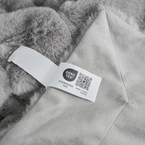 Faux Fur Throw Blanket, Grey 60"x80" - image 6
