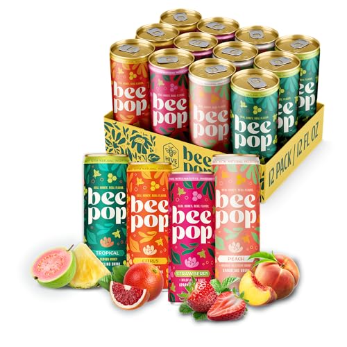 BeePop Sparkling Prebiotic + Postbiotic Drink, Variety Pack, 2-3g...