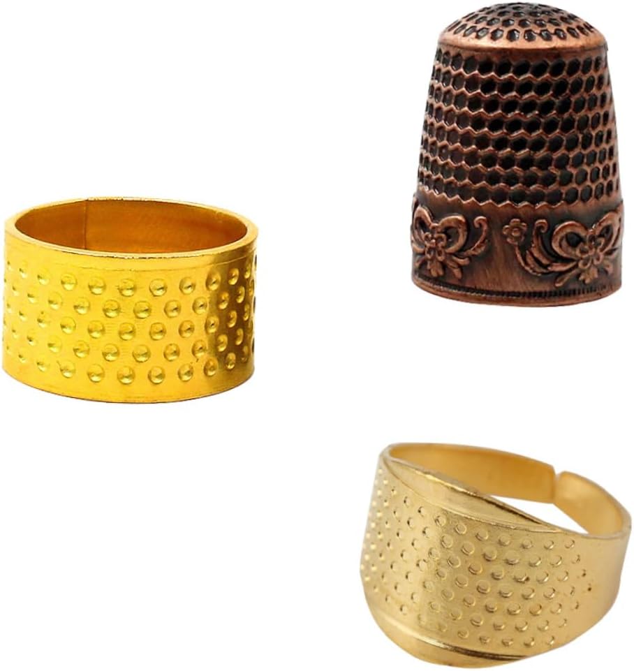 MOKKHNB 3pcs Thimble for Sewing Finger Protectors for Quilting and Hand Sewing Includes Thimble Thick and Floral
