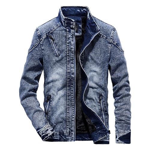 Manteau homme col montant en denim zippé contre le vent frais