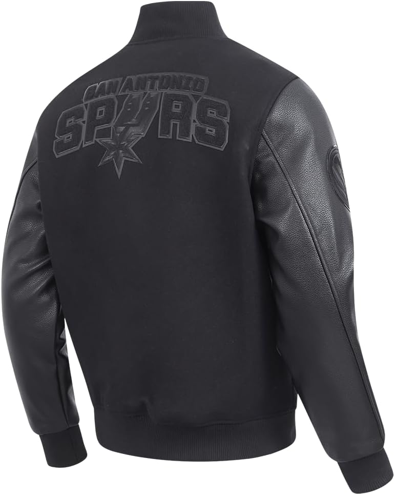 Pro Standard Mens NBA Classic Triple Black Varsity Jacket - Image 4
