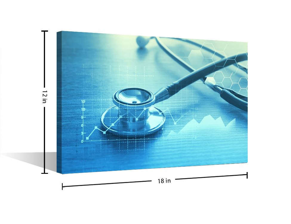 Image of TUMOVO 1 Panel Clinical Laboratory Poster Artwork Canvas Wall Art Home Decor Medical Stethoscope Bathroom Decor Wall Art Print on Canvas Framed Ready to Hang (12 inch Wx18 H)