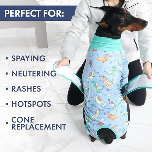 Image of Spark Paws Dog Recovery Suit - Surgical Onesie After Surgery, Male & Female | Full-Body & Belly Coverage Post Spay, Neuter or Abdominal Surgery - a Soft Cone Alternative. Breathable; Fits All Breeds