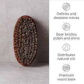Alternative view of Diane Premium 100% Boar Bristle Military Wave Brush for Men and Barbers – Medium Bristles for Thick Coarse Hair – Use for Detangling, Smoothing, Wave Styles, Soft on Scalp, Restores Shine