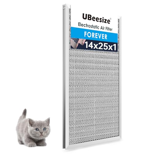 Image of UBeesize 14x25x1 Reusable Electrostatic Air Filter HVAC AC Furnace Filter,MERV 8, Washable, Lasts a Lifetime,Permanent Air Filter,Breathe Fresher,Home And Office(Actual Size:13.5x24.5x0.82 Inch)