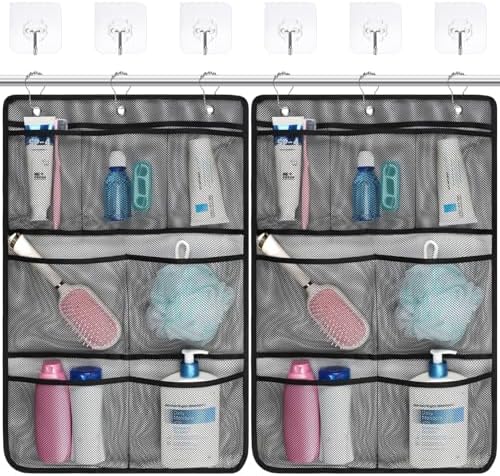 F-color 7-Pocket Mesh Shower Caddy - Hanging Shower Organizer for...