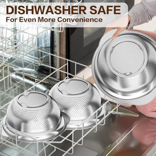Image of Colander, Stainless Steel Colander for Kitchen, Stainless Steel Strainer, Pasta Strainer for Spaghetti Fruits Vegetables Cooking Food, Kitchen Food Strainer - 3 QT